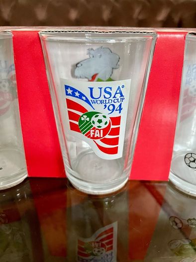 World Cup USA 1994 Macul the dog Mascot Drinking Glasses x 3
