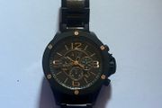 Armani watch stainless steel black gold brand new