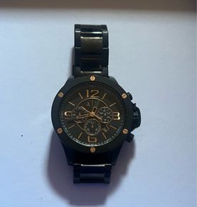 Armani watch stainless steel black gold brand new
