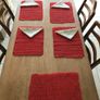 6 red woven place mats and 4 napkins Image 5