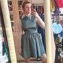 Topshop Boutique vintage retro peacock blue antique gold fit and flare mini dress formal S M 10 Image 8