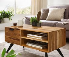 Wood Coffee Table for Living Room  95 cm with Storage