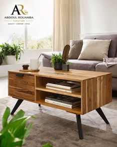 Wood Coffee Table for Living Room  95 cm with Storage