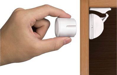 Child & Baby Safety Proof Magnetic Cupboard Locks (16 Locks & 3 Keys), Easy Install in Seconds, Invisible Child Safety Locks for Cabinets and Drawers, No Screws or Drilling (white/ black)