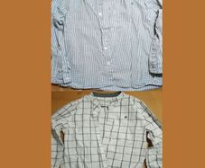 Boys shirts - small green & white squares - size 6-7years - suit shirt - black & white large squares pattern