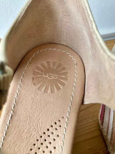 Ugg Atasha striped wedge heeled cream leather sandals
