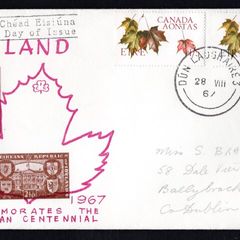 1967 Ireland Canadian Confederation Centenary Commemorative Stamp Illustrated First Day Cover (FDC) with Dun Laoghaire Cancel