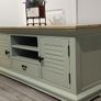 Hand-Painted TV Console, Cabinet, Solid Wood Top & Storage Image 2