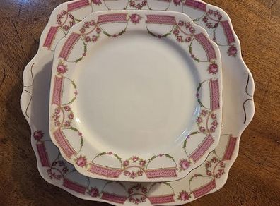 Vintage Pretty China Sandwich / Cakes Plates Set