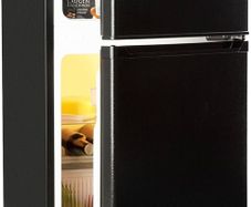 Big Daddy Cool Fridge Freezer - Free-Standing, Small Fridge, Refrigerator, Freezer, 42 dB, Glass Shelves, Door Trays, Interior Lighting, 87 L, Black