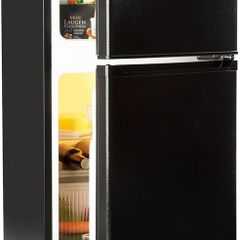Big Daddy Cool Fridge Freezer - Free-Standing, Small Fridge, Refrigerator, Freezer, 42 dB, Glass Shelves, Door Trays, Interior Lighting, 87 L, Black