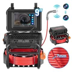165 ft/50m, Self-Leveling Drain Camera with 512Hz Transmitter, Distance Counter, 9" Screen 1080P HD Snake Plumbing Camera