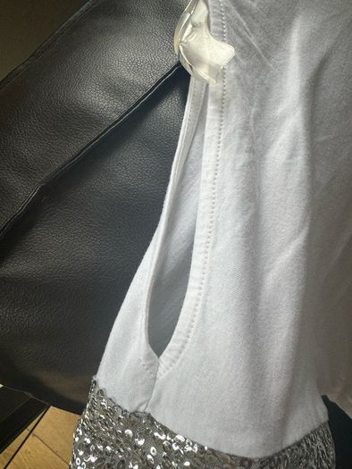 Brand new Michael Kors white silver sequin cold shoulder top size L UK16 EU44 Postage included