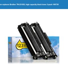 123ink version replaces Brother TN-2510XL high capacity black toner 4-pack