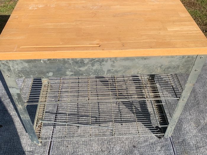 Butcher Block Table Island on wheels