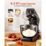 Stand Mixer, 7.8 L Electric Kitchen Mixer, 1500W Dough-Mixer, 6+P Speeds Tilt-head Food-Mixer with 1.5 L Blender Cup, Stainless Steel Bowl, Dough Hook, Whisk, Beater, for Baking, Mixing, Black Image 4