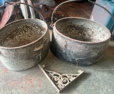 Very Old Cast Pots & Bracket