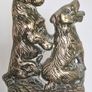 Victorian Sealyham Terrier Brass Fireplace Tool Set Image 2
