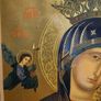 Our Lady of Perpetual Help (also known as Our Lady of Perpetual Succour), a classic Byzantine Catholic icon depicting the Virgin Mary holding the Christ Child. Quality gold lithograph framed in large guilded frame. 20 1/2" Heigh x 16 1/2" wide. Image 3