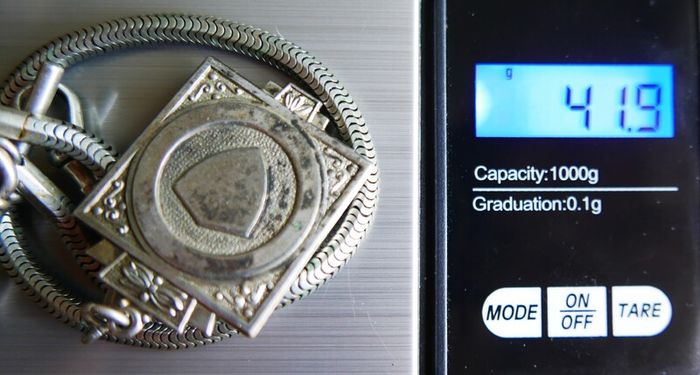 Victorian Albert  Solid Silver Albert Watch Chain "N.G.R.CO.REG" Birmingham or Chester. length 12" - 41,9g