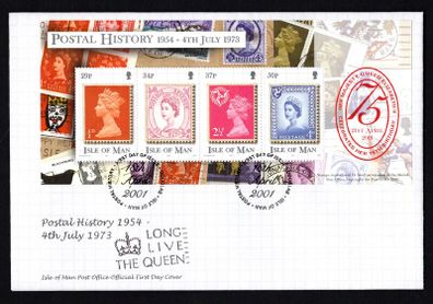2001 Isle of Man 75th Anniversary of Queen Elizabeth II Commemorative Stamps Miniature Sheet First Day Cover (FDC)