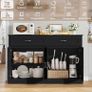 Sideboard 140cm Black Kitchen Storage Cabinet with Doors & Drawers Kitchen Buffet Cabinet with Adjustable Shelves and Raised Base, Large Sideboard for Living Room Dining Room 140x39.5x92.2cm Image 3