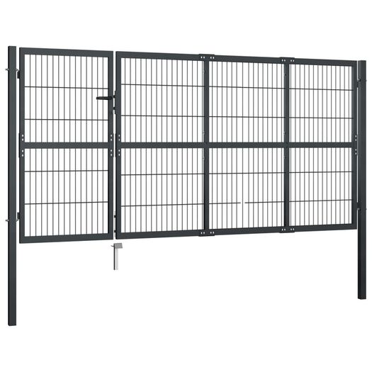Garden Gate with Posts Steel 350x120 cm Anthracite