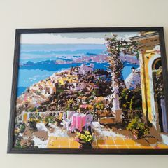 Hand painted framed painting for sale.