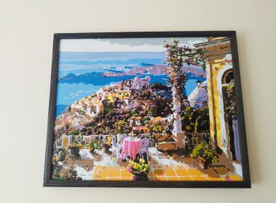 Hand painted framed painting for sale.