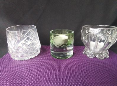 Three Glass Tealight Holders