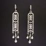 Art Deco Dangle Drop Silver Statement Earrings Image 4