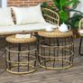 2-Piece Garden Tables Balcony Tables, Boho Style, Weather Resistant, Black + Khaki Image 2