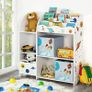 _Children's Room Shelf, Toy Organiser, Bookcase for Children, Multifunctional Shelf with 2 Storage Boxes, Outer Space Stickers for Kids Bedroom, White Image 2