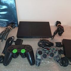Sony Ps2 Slim With 2 Controllers Memory Card And Loose Game