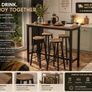 Industrial Bar Table & 4 Stool Set  Space Saving Breakfast Bar Dining Set Image 2
