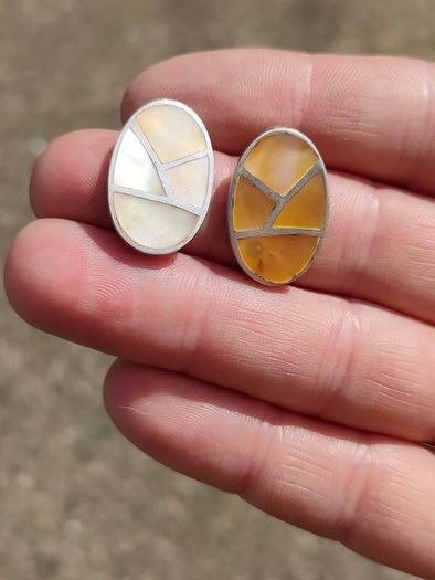 Vintage Mother of Pearl Sterling Silver Earrings