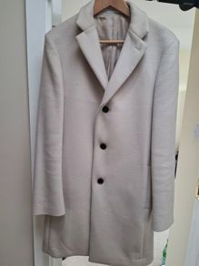 Reiss Gable Gents/Men's Wool Blend Ivory Overcoat