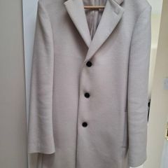 Reiss Gable Gents/Men's Wool Blend Ivory Overcoat