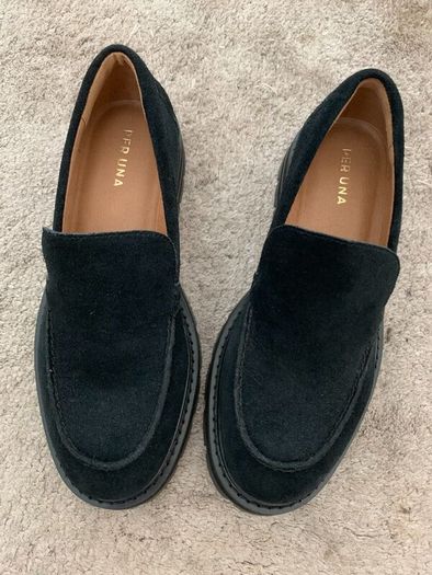 New M&S Women's/Girls Black Suede Flat Shoes / Size 5 (Marks & Spencer)