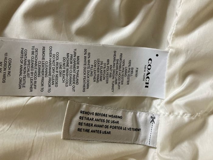 Coach Padded Coat ( cream ) with hood and fur trim ( which can be removed) Size S