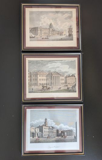 James Malton Dublin Prints 1790s Lying-In Hospital - Custom House - new GPO Set