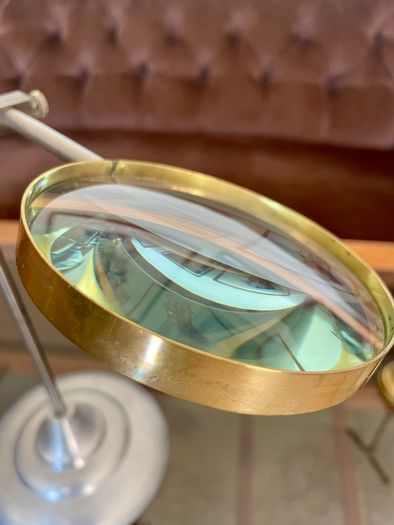 Nautical Decorative Magnifying Glass With Adjustable Stand Desktop Brass Detail