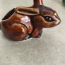 Brown rabbit majolica statue. Image 7