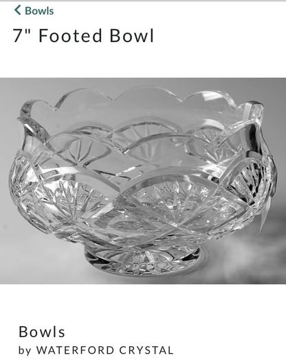 Waterford Crystal Lismore 7" Footed Bowl, 1970s.