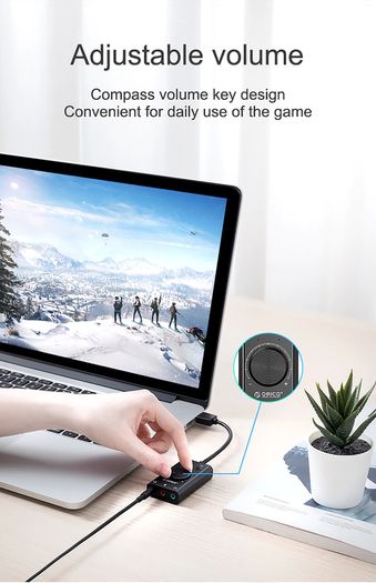 ORICO Multifunction USB External Digital Stereo Sound Card (3 AUX+Full Sound Control) (For PC/Laptop/PS/Mobile/Tablet) (Brand New/Warranty)