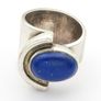 Signed Chunky Sterling Silver Lapis Lazuli Ring Image 2
