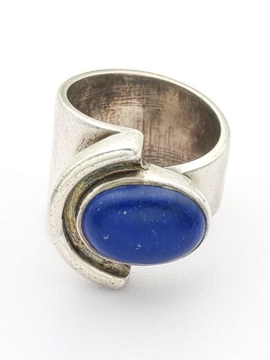 Signed Chunky Sterling Silver Lapis Lazuli Ring