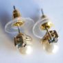 Vintage Pearl & Topaz Stud Earrings in 9ct Yellow Gold Plated Image 10