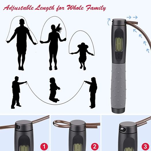 Skipping Rope Adult Fitness, Digital Speed Jump Rope with Counter [Ropeless for Indoor Use] for Women Men and Kids (FREE SHIPPING)