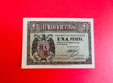 Spain  1  Peseta  1938. Scarce  Pick 107a  ( Uncirculated )